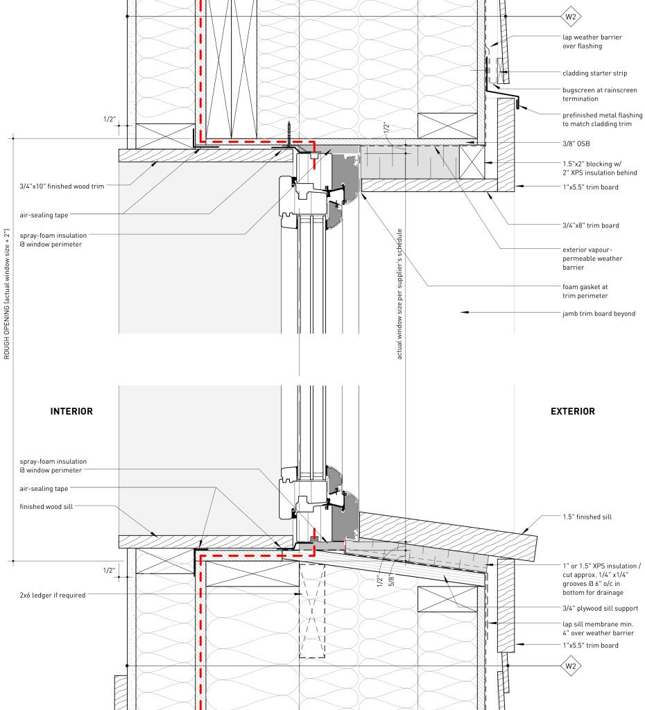 930x1024 Windows And Doors Cottonwood Passive House, Wood Frame Head - Window Frame Drawing