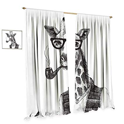 425x425 Quirky Decor Window Curtain Drape Giraffe Smoking Pipe - Window With Curtains Drawing