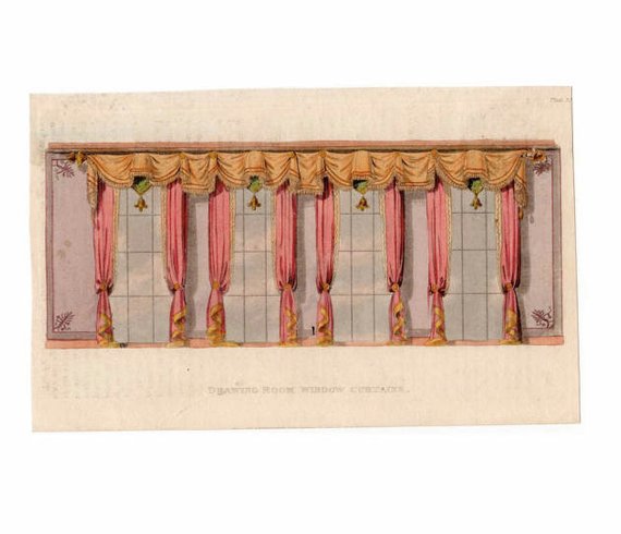 570x490 Drawing Room Window Curtains Original Antique Furniture Etsy - Window With Curtains Drawing