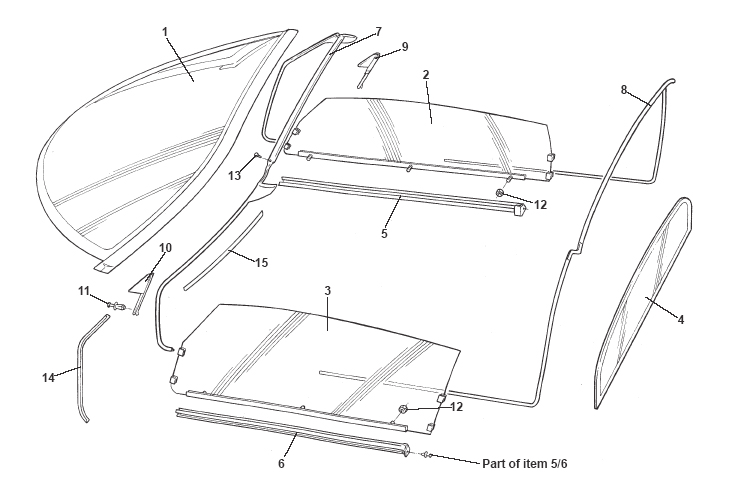 756x494 windscreen, door glass, seals weather strips lotus garage - Windscreen Drawing