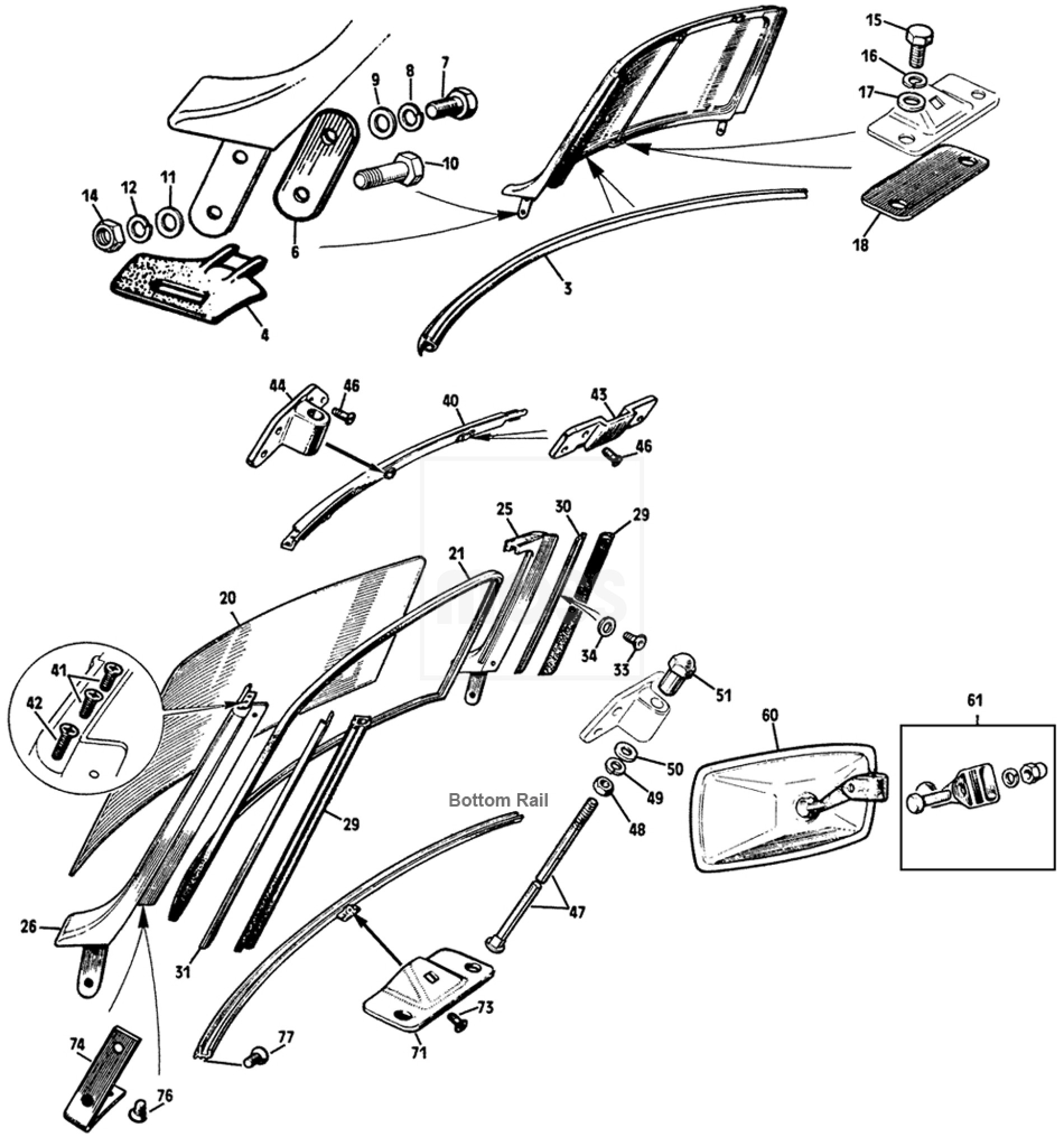 1900x2030 Windscreen Fittings - Windscreen Drawing