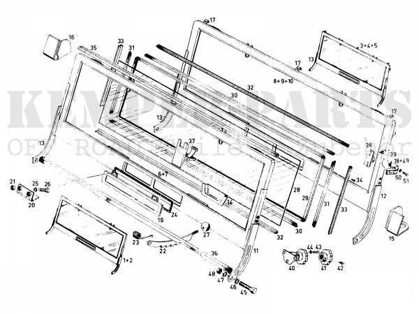 600x450 dkw munga windshield frame windscreen kemper parts - Windscreen Drawing
