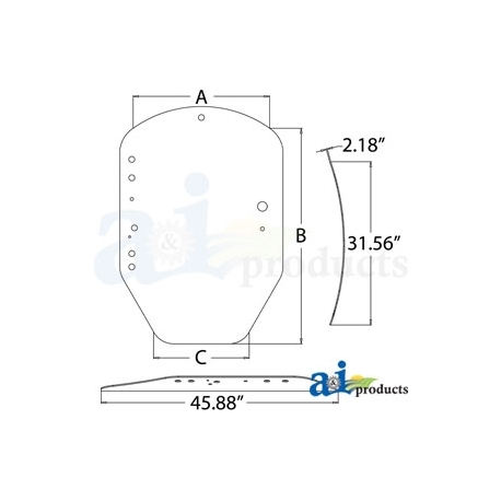 458x458 Skid Steer Loader Cab Glass - Windshield Drawing