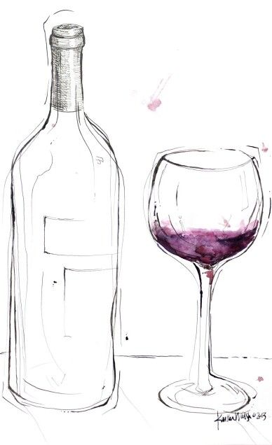 Wine Bottle And Glass Drawing At Explore