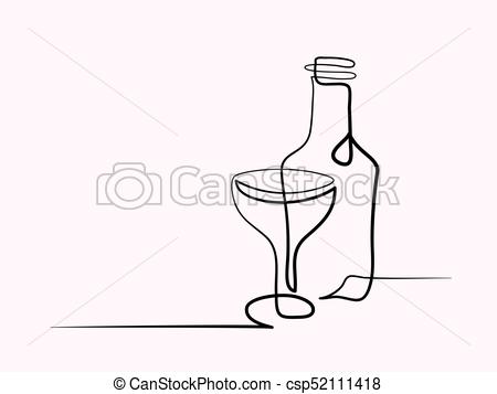 450x357 wine and glass contour black outline vector continuous line - Wine Bottle And Glass Drawing
