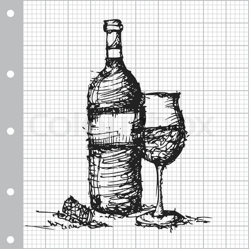 800x800 wine bottle and glass drawing sketch - Wine Bottle And Glass Drawing