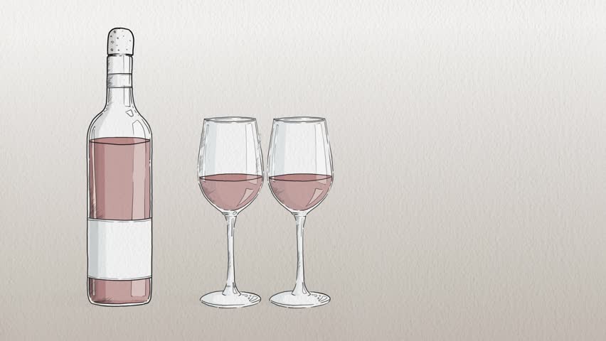 852x480 Animation - Wine Bottle And Glass Drawing