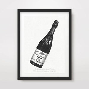 300x300 wine bottle drawing art print poster black white restaurant decor - Wine Bottle Drawing