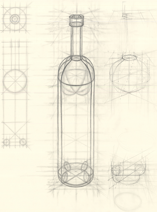 600x807 wine bottle drawing on behance - Wine Bottle Drawing
