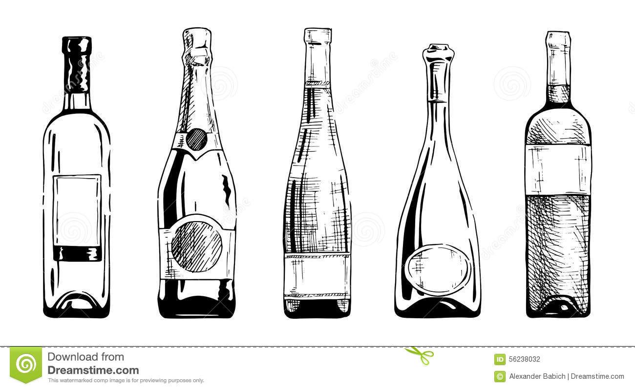 1300x799 wine bottle champagne bottles ink hand draw - Wine Bottle Drawing