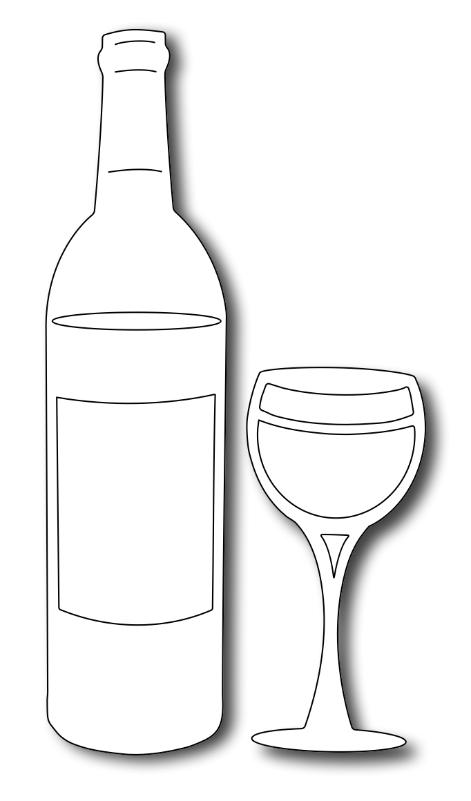 682x1160 Frantic Stamper - Wine Bottle Line Drawing