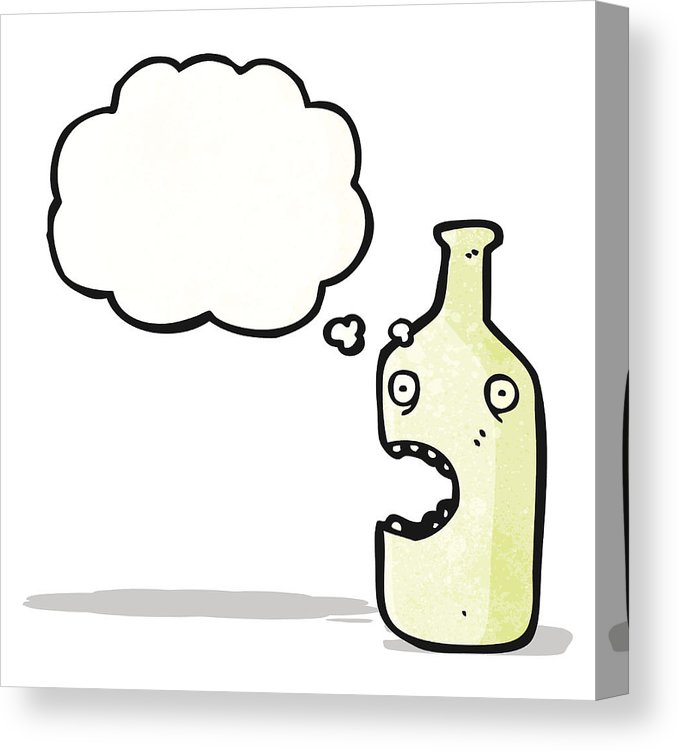678x750 Shocked Wine Bottle Cartoon Canvas Print Canvas Art - Wine Bottle Line Drawing