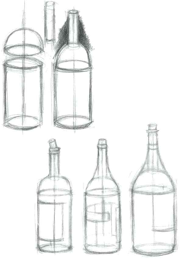 Wine Bottle Line Drawing at PaintingValley.com | Explore collection of ...