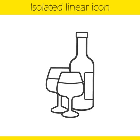 450x450 wine linear icon thin line illustration wine bottle and glasses - Wine Bottle Line Drawing