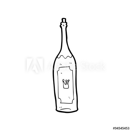 500x500 Line Drawing Cartoon Wine Bottle - Wine Bottle Line Drawing