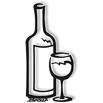 350x350 two wine bottle scene wine art, wall art, metal art - Wine Bottle Line Drawing