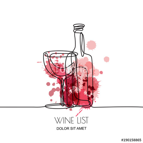 500x500 Continuous Line Drawing Vector Linear Illustration Of Red Or Rose - Wine Bottle Line Drawing