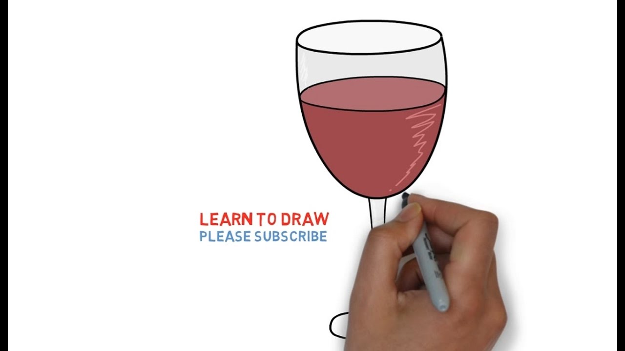 1280x720 Easy Step For Kids How To Draw A Wine Glass - Wine Cup Drawing
