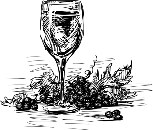 500x423 Drawing Wine Black Style Vector Free Download - Wine Drawing