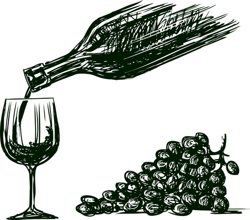 500x441 Drawing Wine Black Style Vector Free Download - Wine Drawing