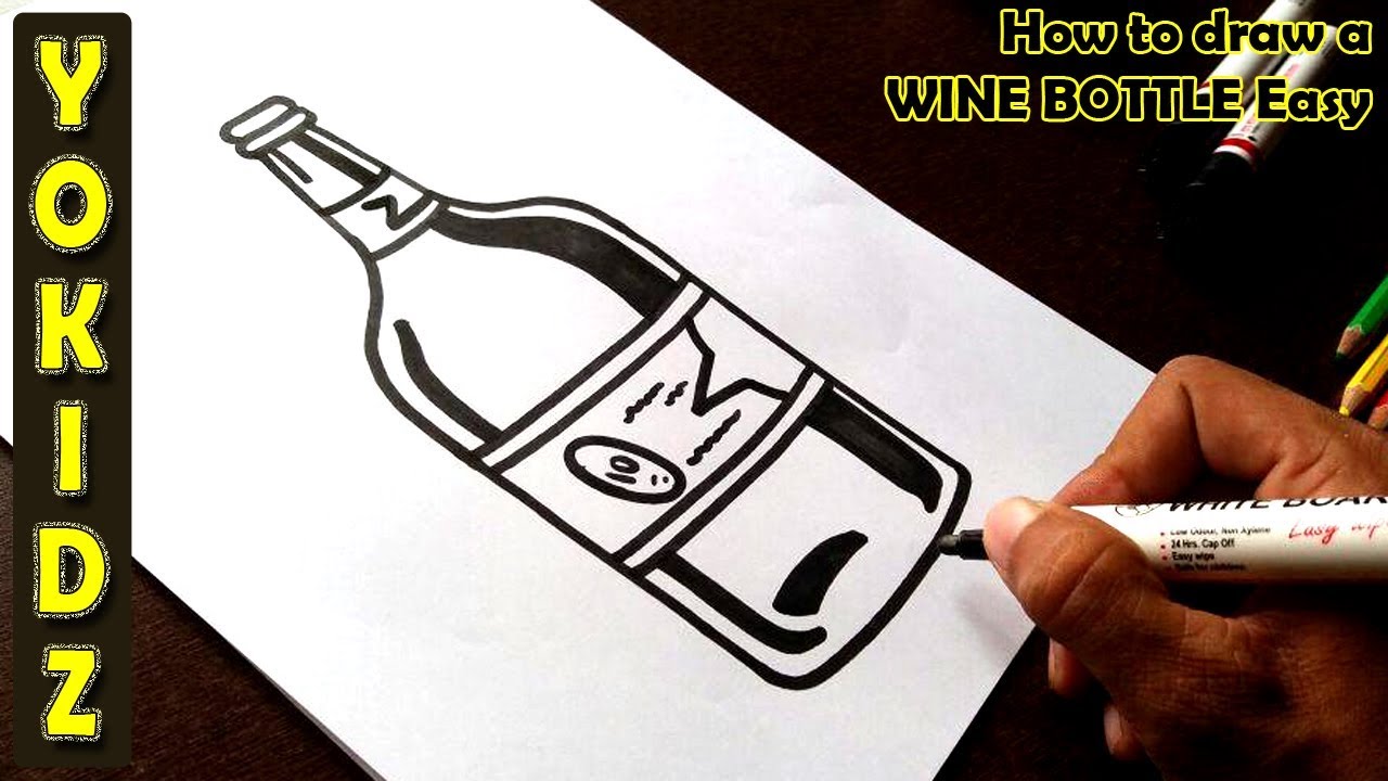 1280x720 How To Draw A Wine Bottle Easy - Wine Drawing