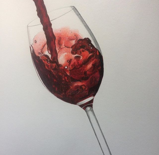 640x623 Red Wine Drawing - Wine Drawing