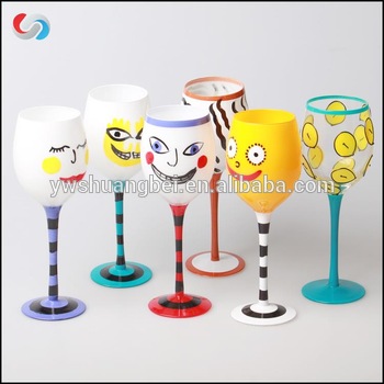 350x350 Hand Painted Custom Logo Drawing Long Stem Wine Glass Long Stem - Wine Glass Drawing