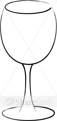 182x388 Wine Glass Line Art Communion Clipart - Wine Glass Line Drawing
