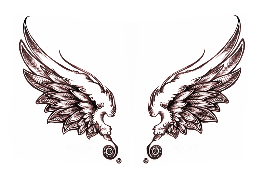 840x570 Wings Tattoos Png Transparent Wings Tattoos Images - Wing Tattoo Drawing