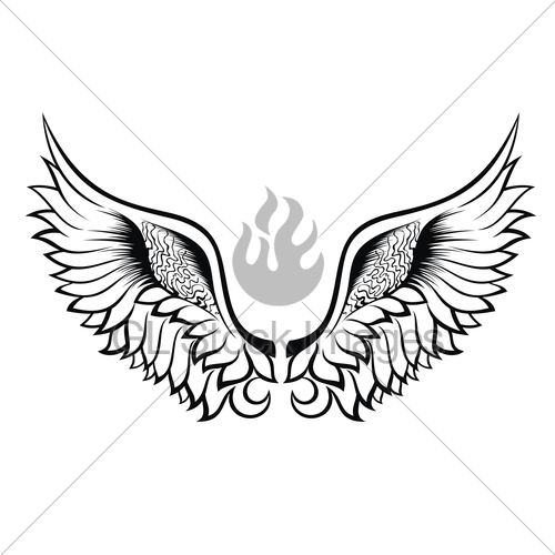 500x500 Wings Tattoo Design Gl Stock Images - Wing Tattoo Drawing