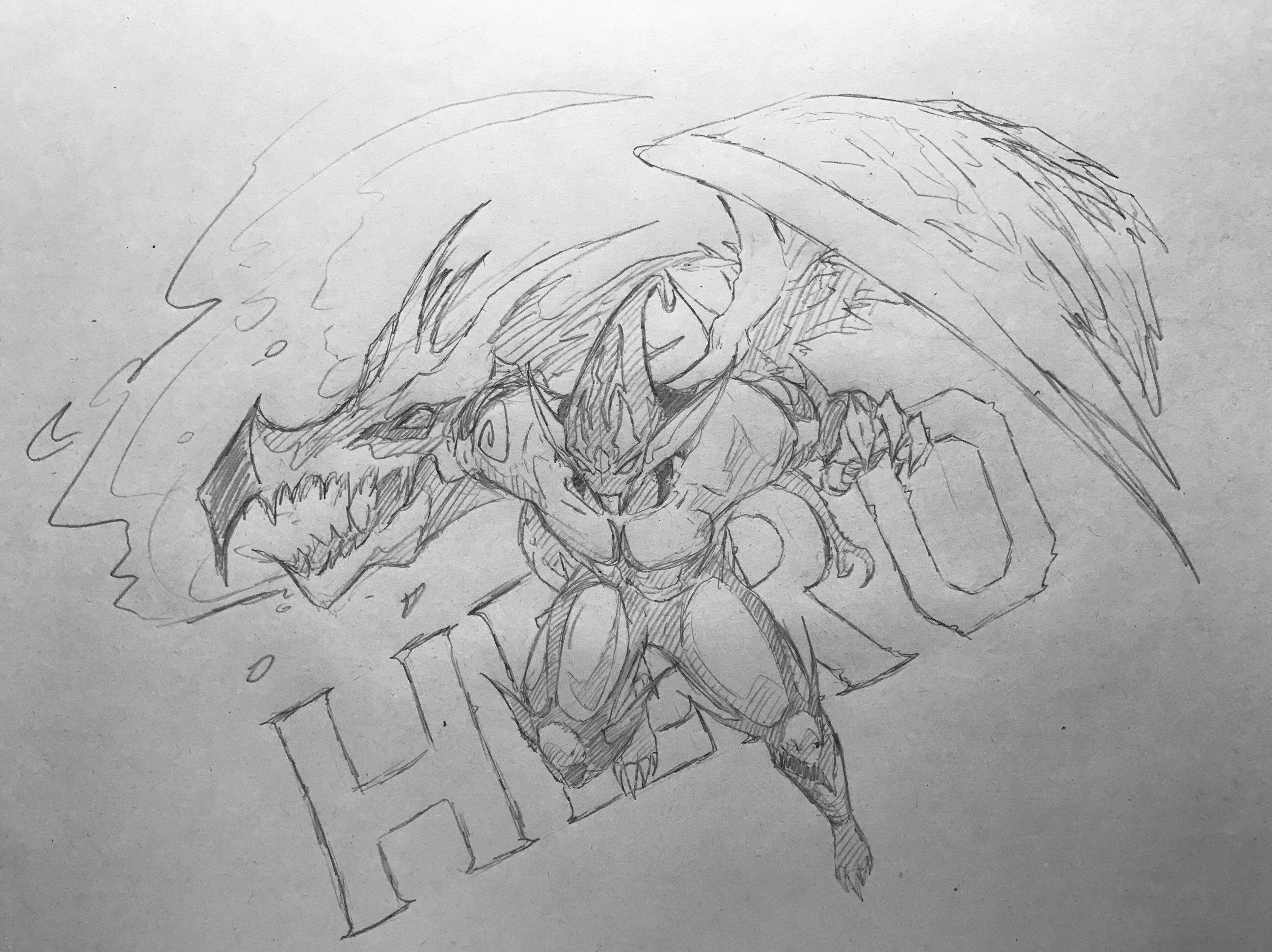 2591x1940 fan art elemental hero - Wingman Drawing