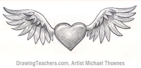 550x268 How To Draw A Heart With Wings - Wings Drawing