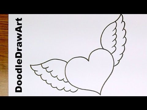 480x360 Speed Doodle A Heart With Wings - Wings Drawing Easy