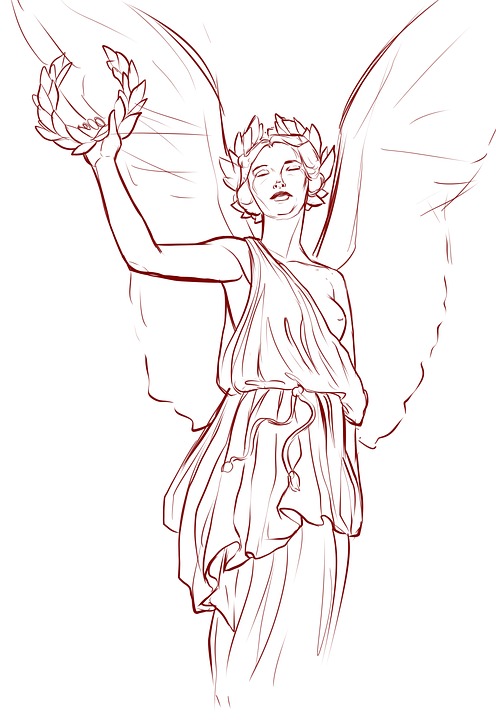 496x720 Free Photo Angel Greek Wings Line Art Outline Statue Drawing - Wings Line Drawing