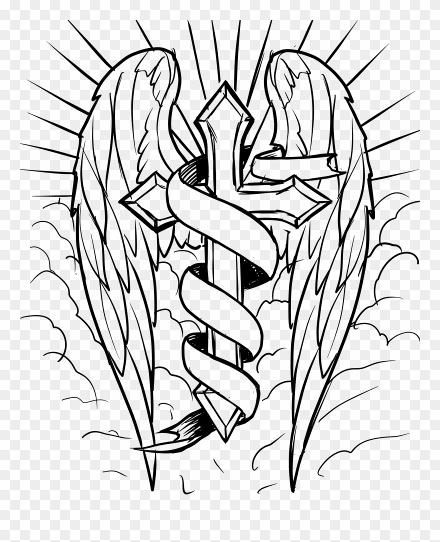 880x1084 Wings Clipart Line Art - Wings Line Drawing