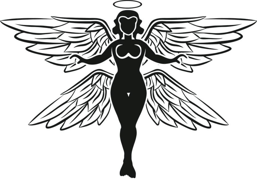 900x640 Angel Wings Clip Art Wing White Free With Halo Oakeydoak - Wings Line Drawing