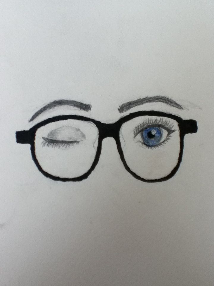 720x960 my drawing of eyes winking with nerd glasses magnificent art - Winking Eye Drawing