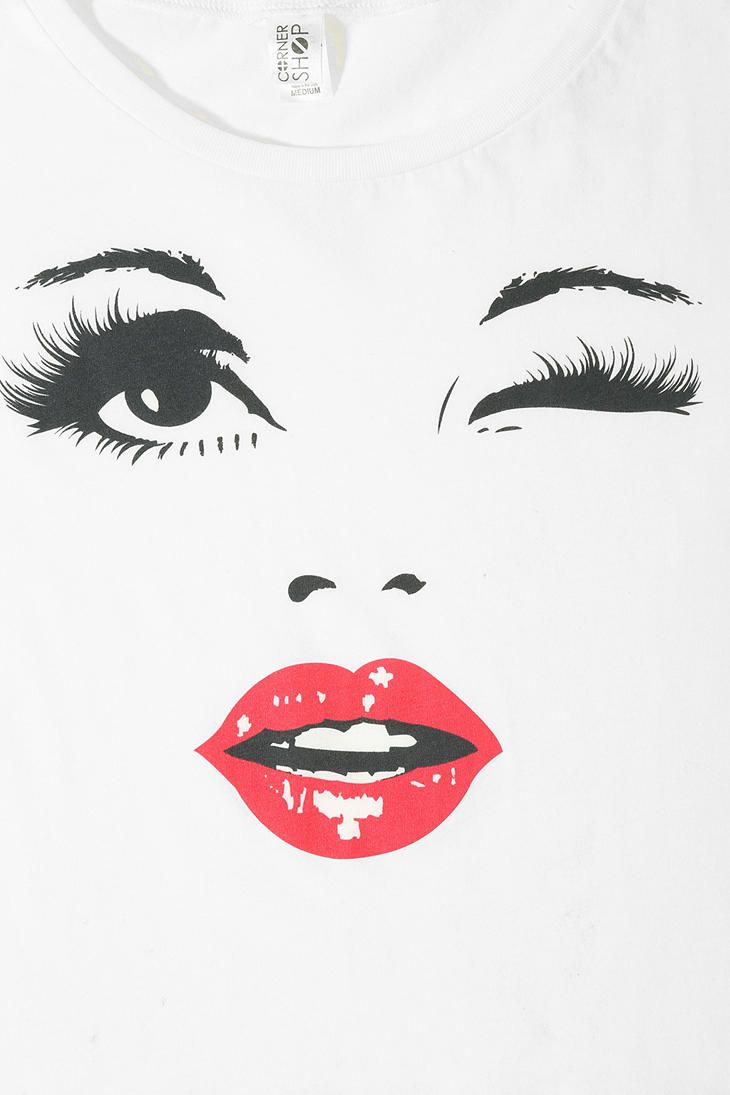 730x1095 winking girl in crop tee, tees, eyes - Winking Eye Drawing