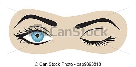 450x222 winking eyes, isolated on white background - Winking Eye Drawing