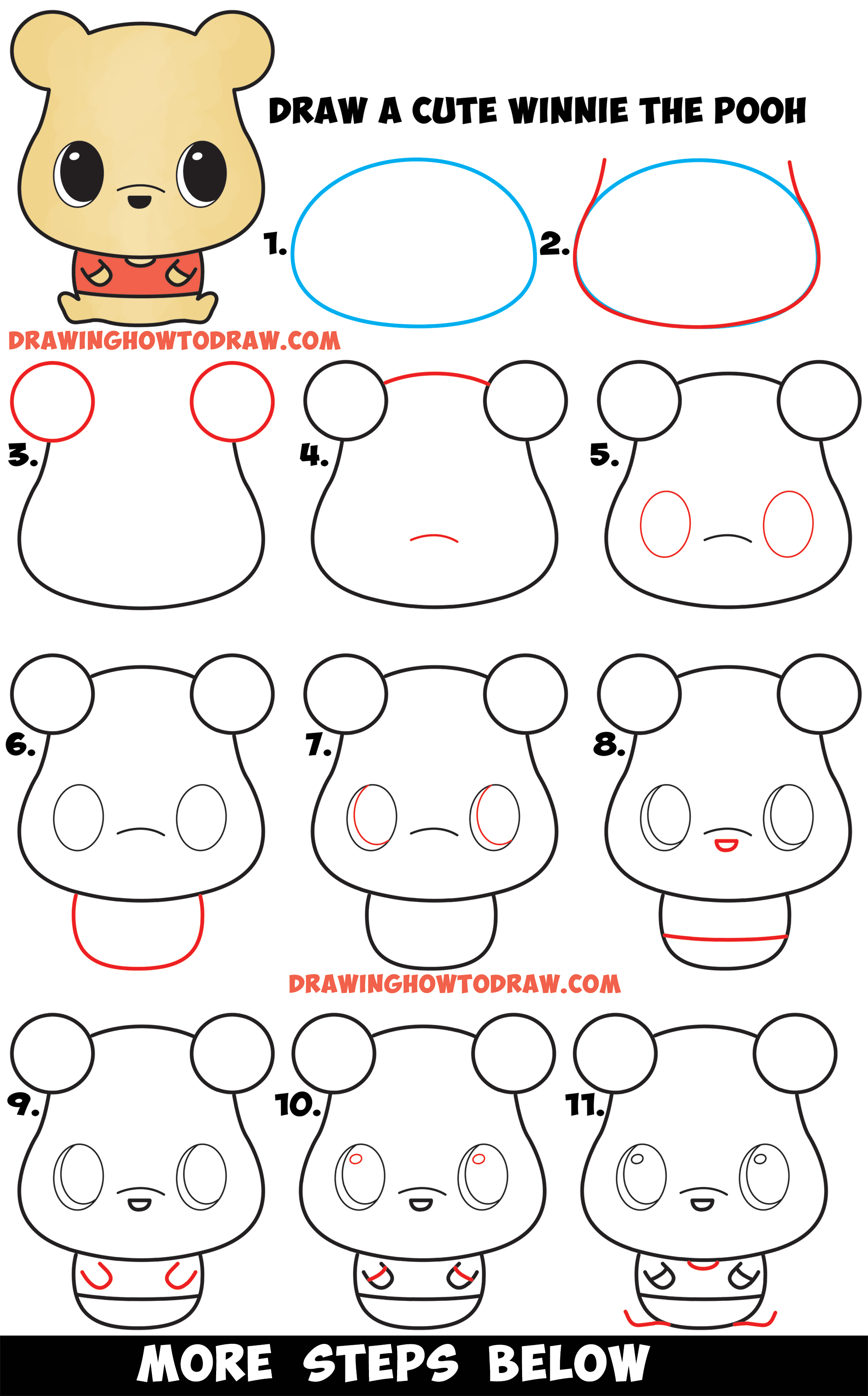 2000x3216 How To Draw A Cute Chibi Kawaii Winnie The Pooh Easy Step - Winnie Drawing