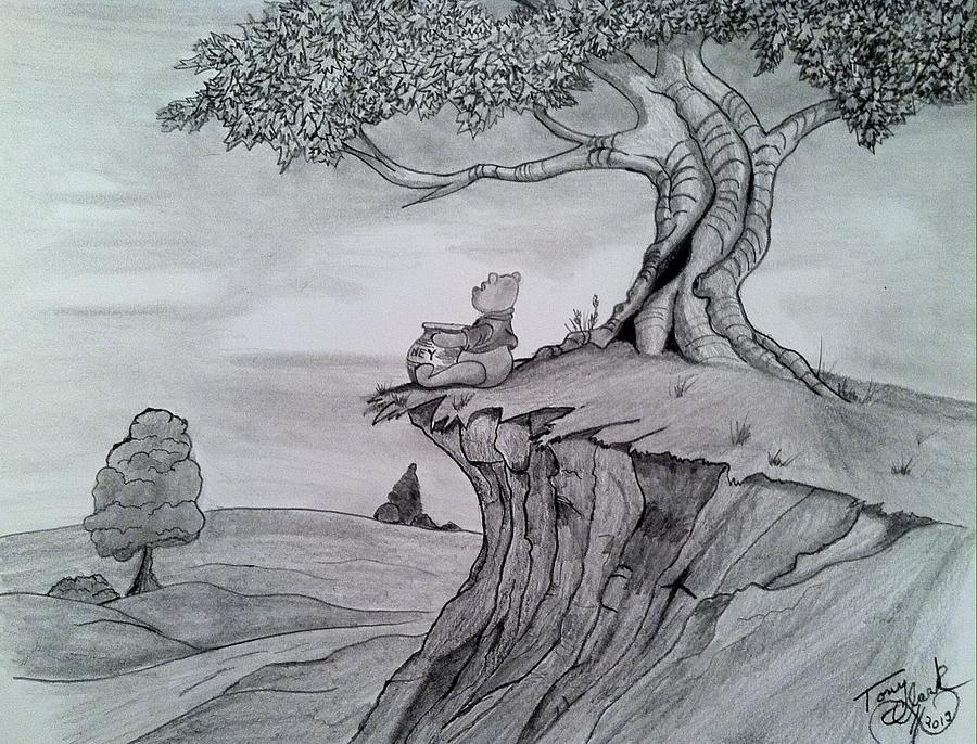 900x686 Study Of Winnie The Pooh Day Dreaming Drawing - Winnie The Pooh Drawings