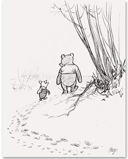 425x529 Walking Away - Winnie The Pooh Line Drawing