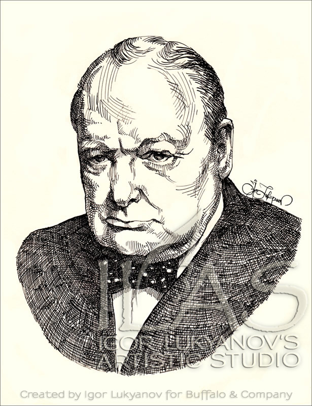 615x800 portrait of winston churchill - Winston Churchill Drawing