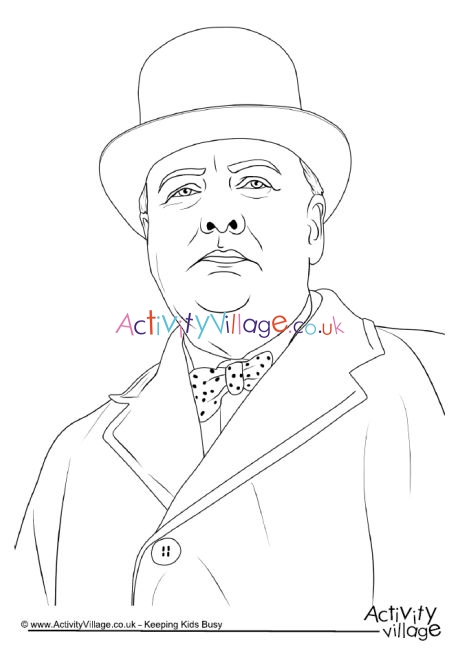 460x649 winston churchill colouring - Winston Churchill Drawing