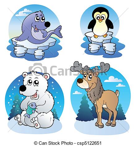 440x470 various cute winter animals - Winter Animals Drawing