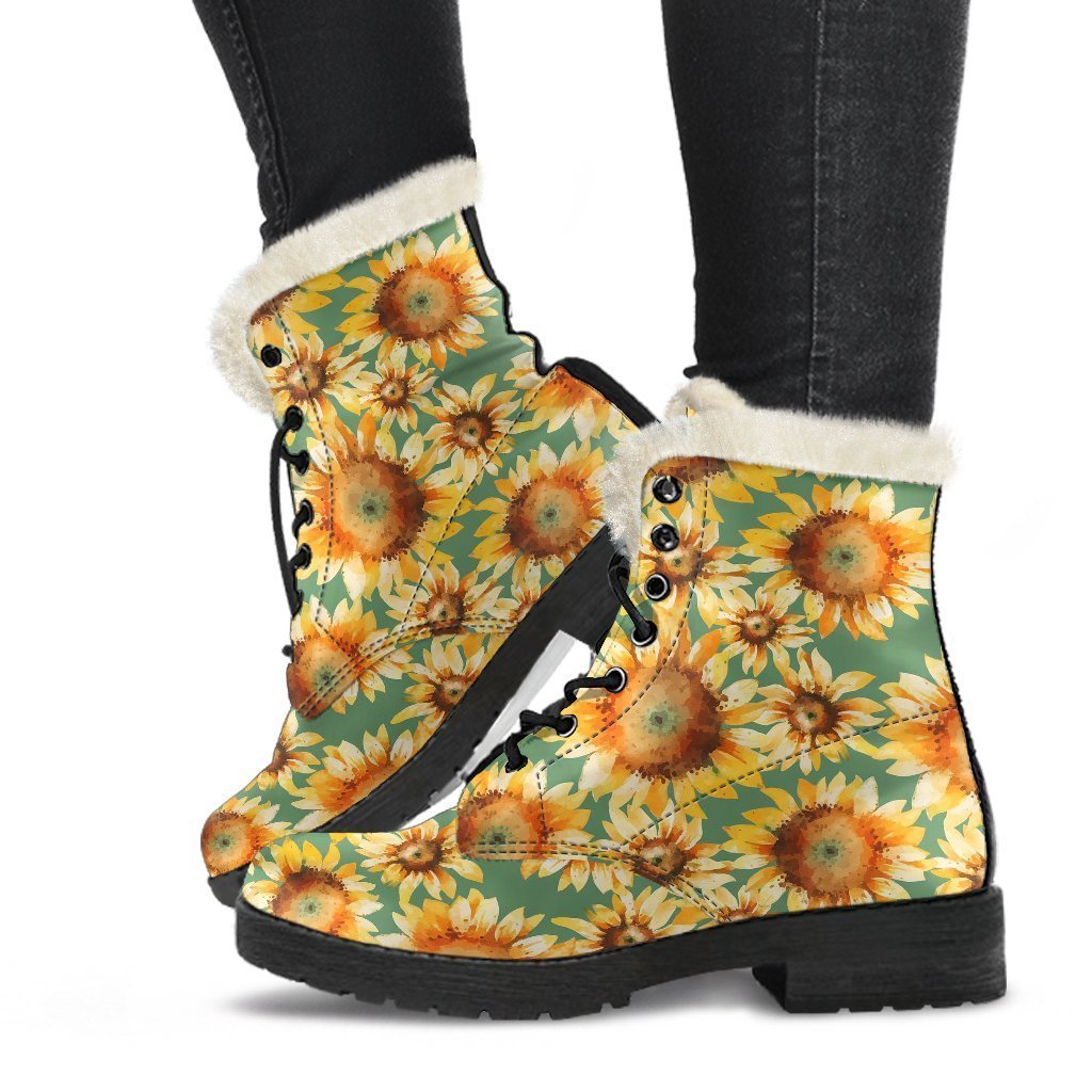 1024x1024 drawing sunflower print pattern comfy winter boots grizzshop - Winter Boots Drawing
