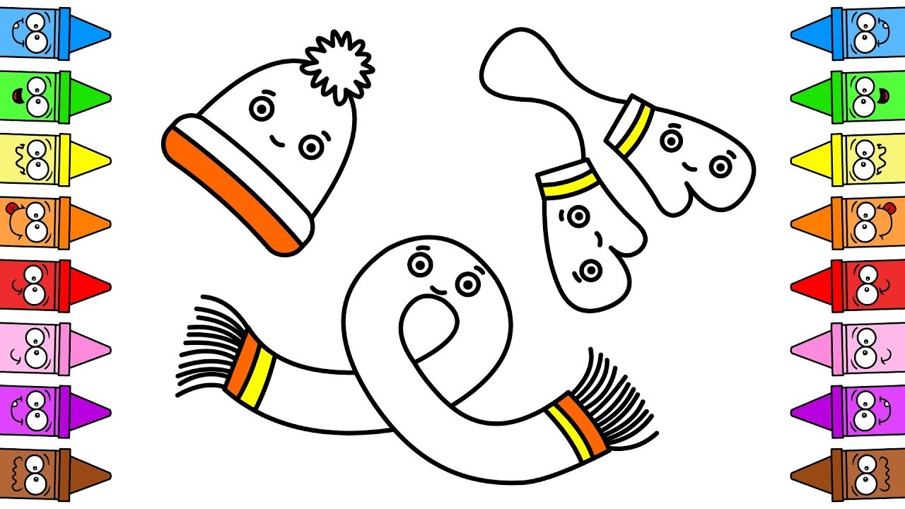 1280x720 clothes coloring - Winter Clothes Drawing