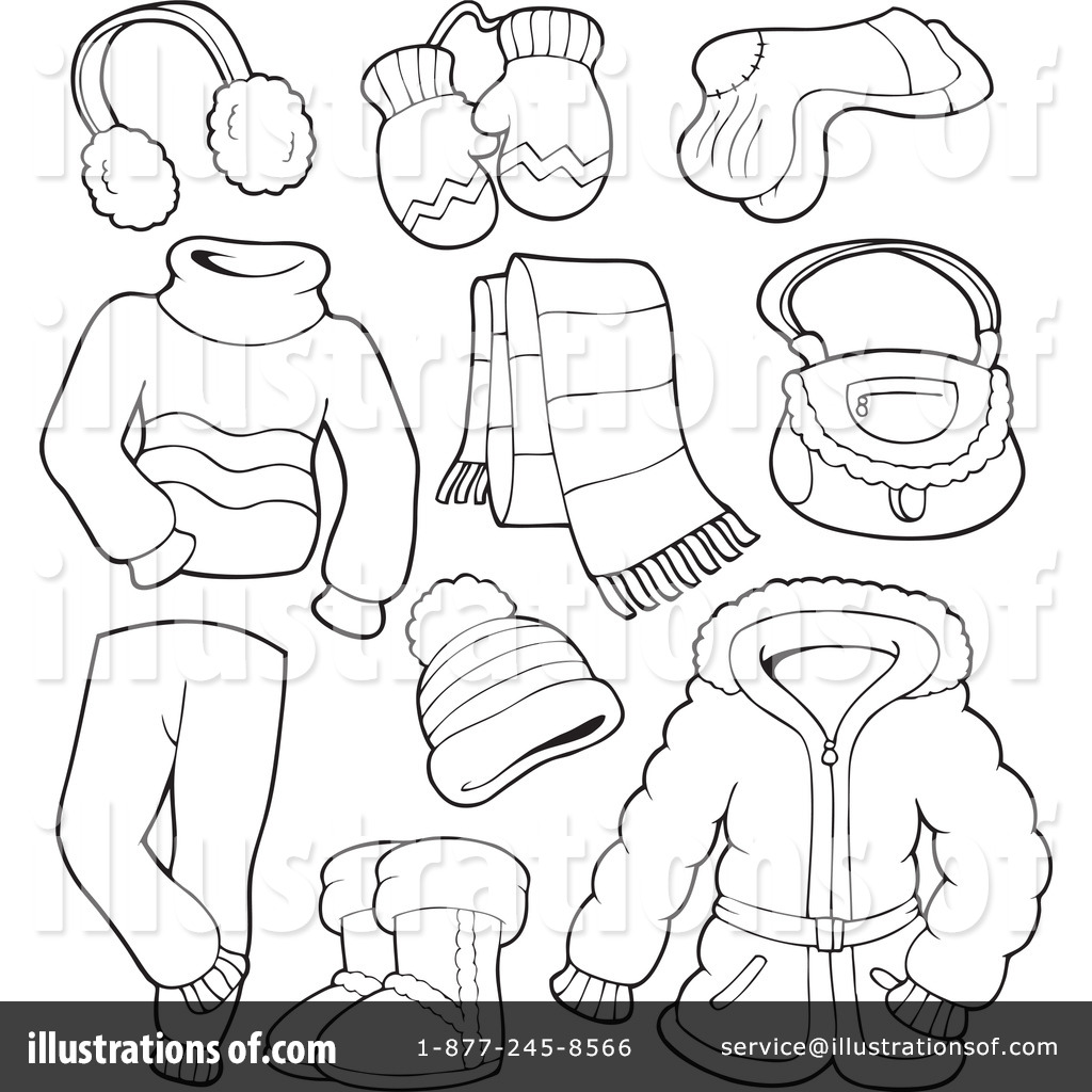 1024x1024 winter clothes clipart - Winter Clothes Drawing