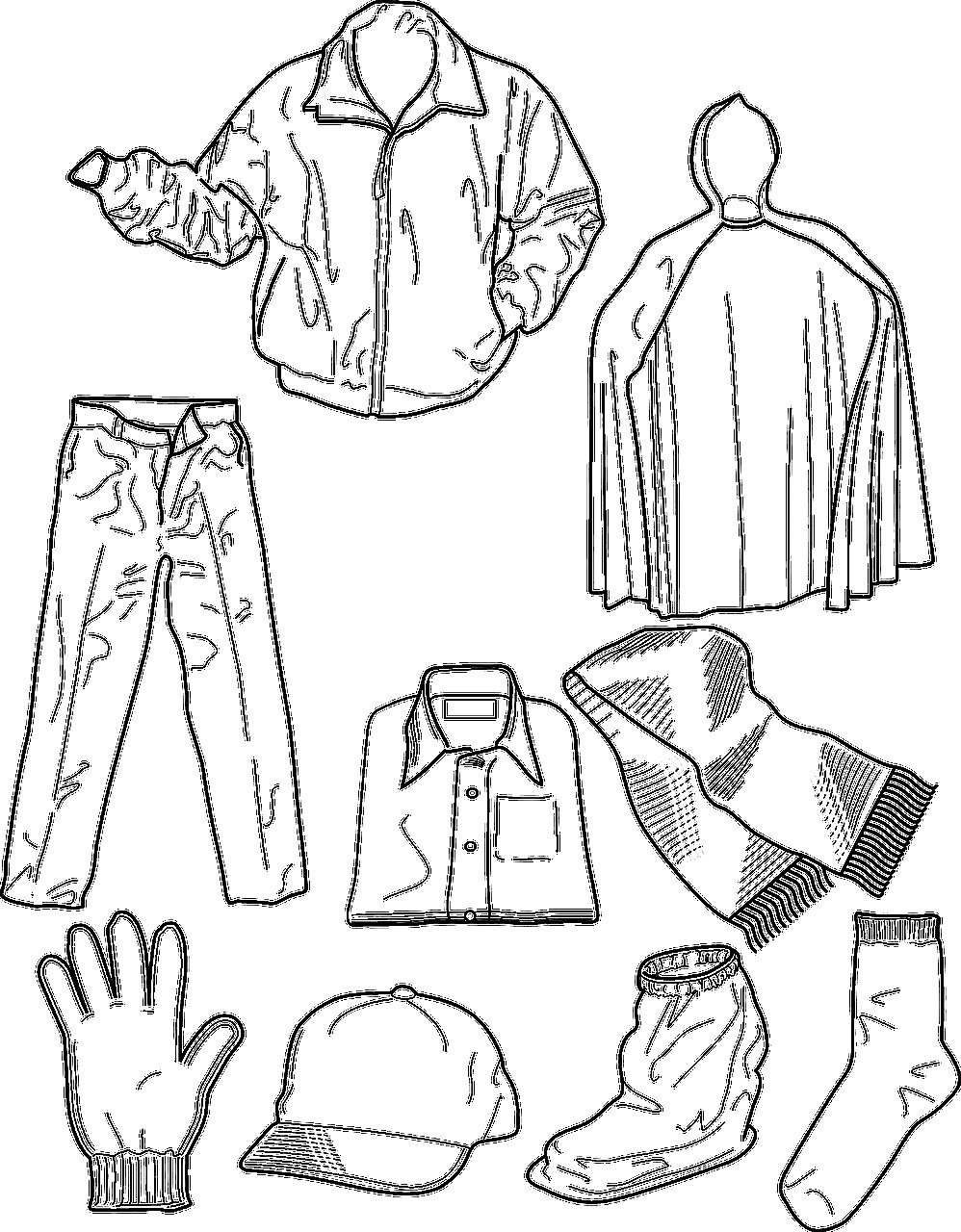 998x1280 winter clothes coloring pages - Winter Clothes Drawing