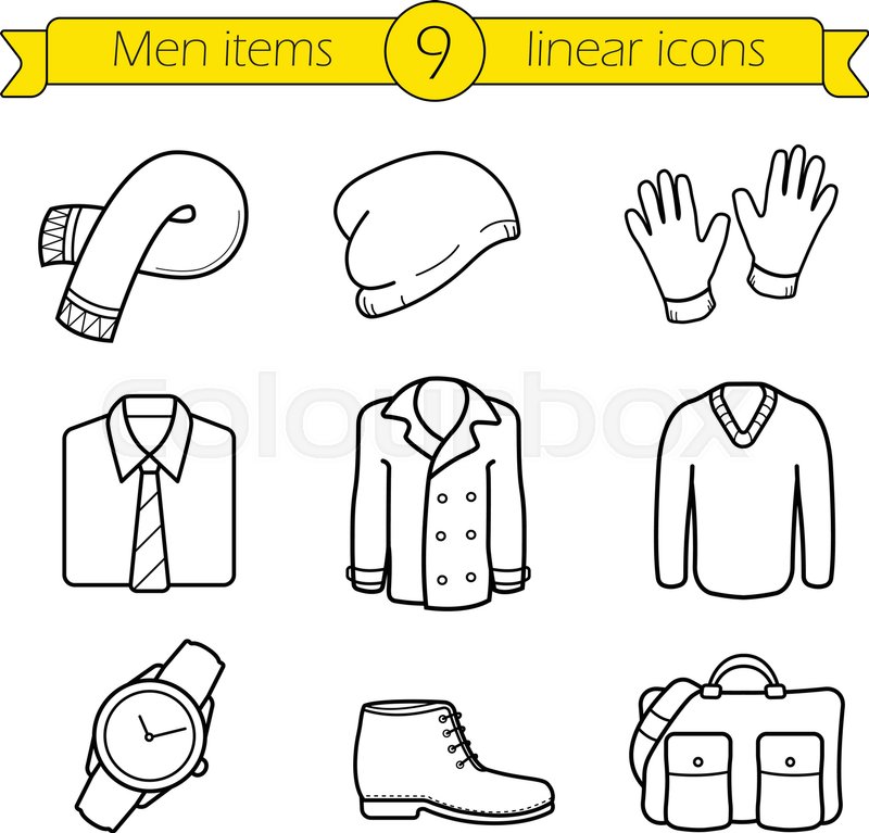800x767 winter clothes linear icons set scarf stock vector colourbox - Winter Clothes Drawing